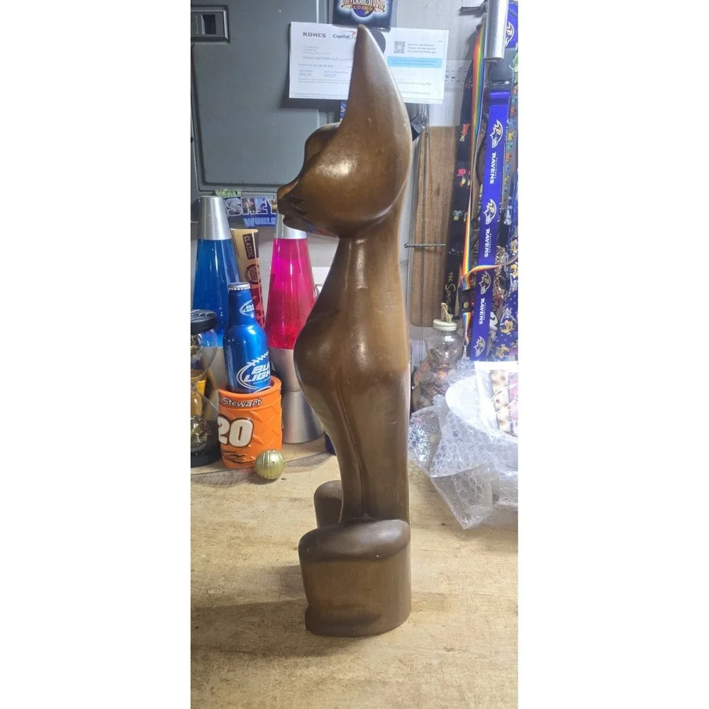 Vintage Tiki Figurine - Classic Tiki Cat - Wooden Figurine